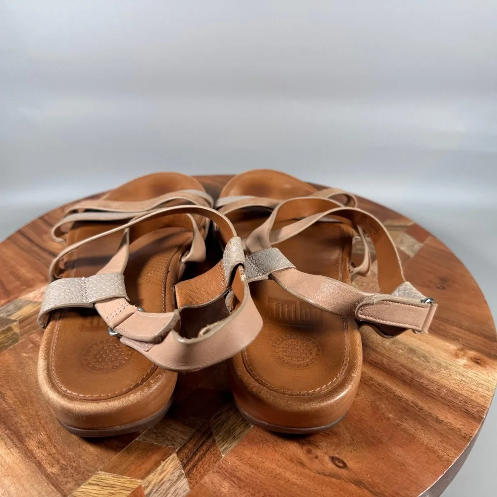 FitFlop I15-481 Women Tan Leather Suede Strappy Comfort Sandals US 9 EU 41